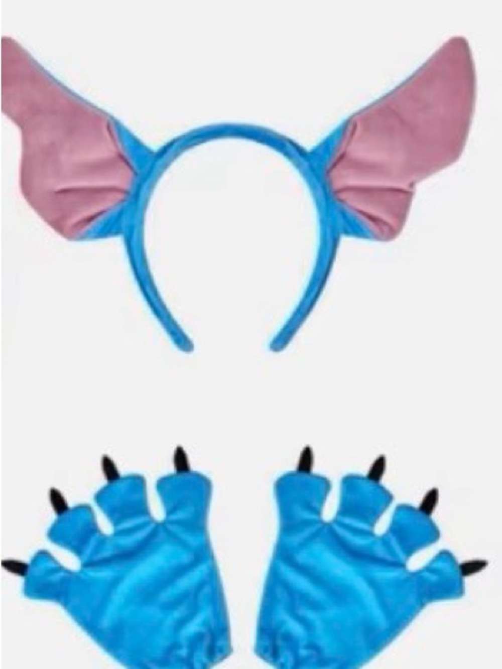 Stitch Inspired Headband and Paw Gloves Costume Set